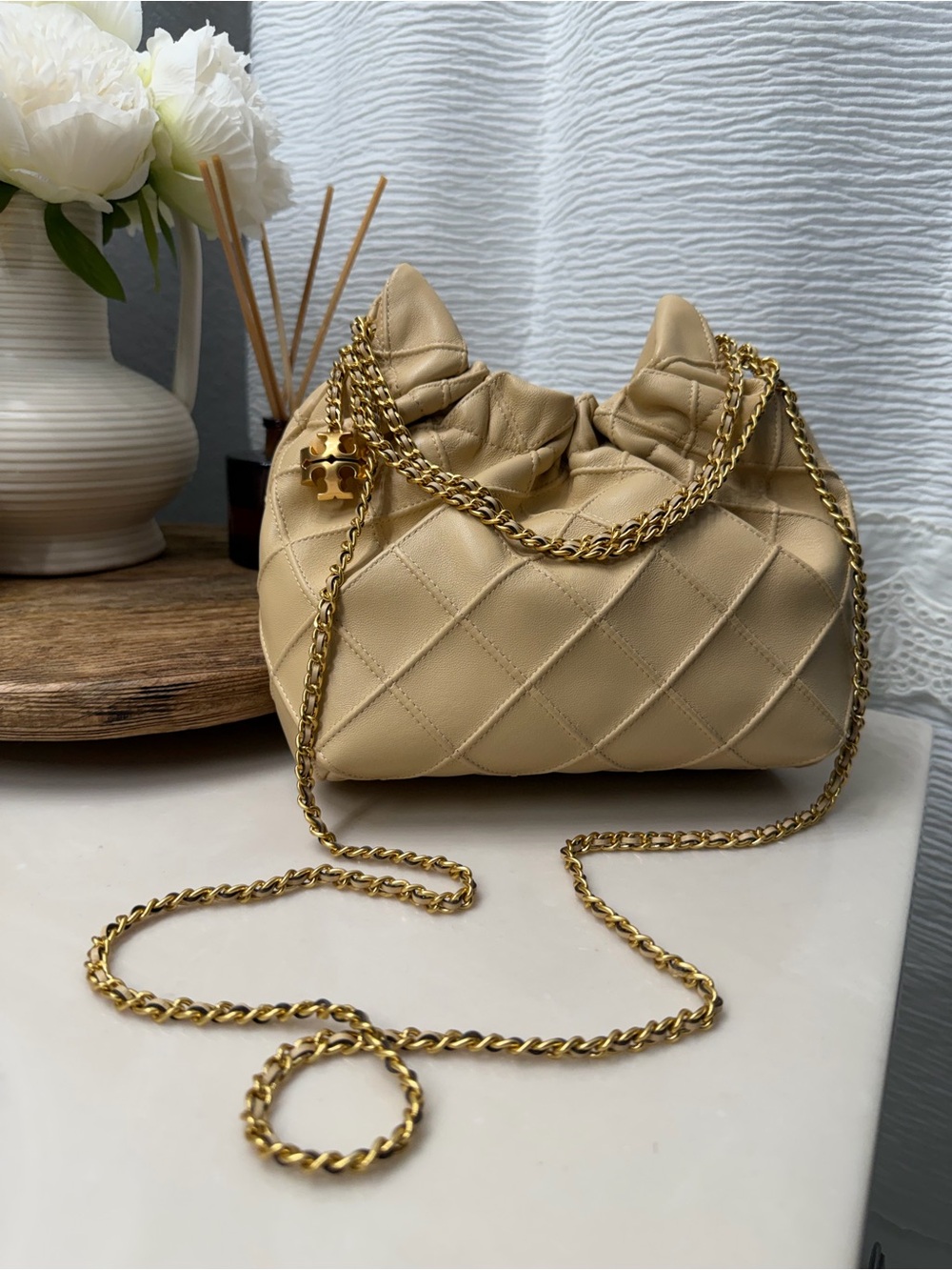 Tory Burch Mini Fleming Soft Quilted Hobo Bag with Gold Chain - Picture 13 of 14